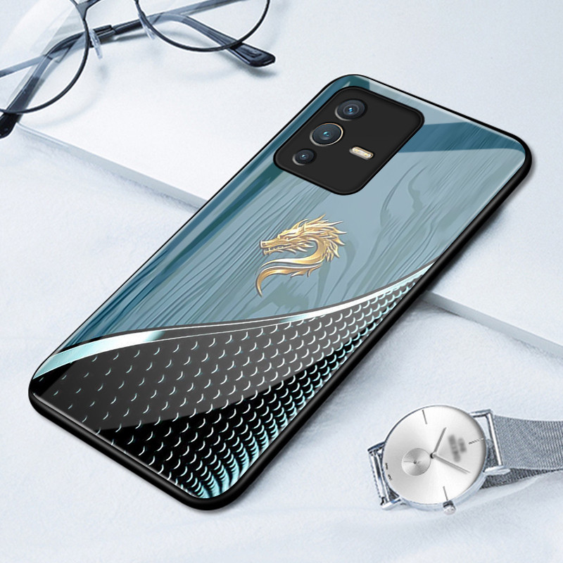 เคสสำหรับ VIVO V23 5G V23i 5G V23E 4G V23E 5G Y75 เคสโทรศัพท์มังกรเปลือกแก้วกันกระแทก