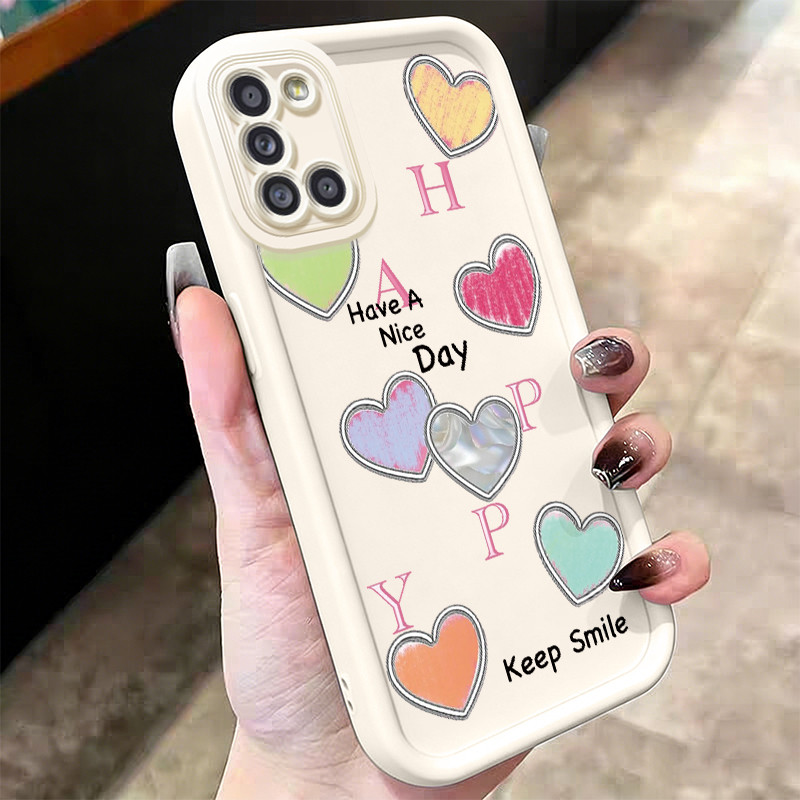 เคสสำหรับ Samsung Galaxy A31 เคสโทรศัพท์รูปหัวใจรอยยิ้มซิลิโคนซอฟต์เชลล์กันกระแทก