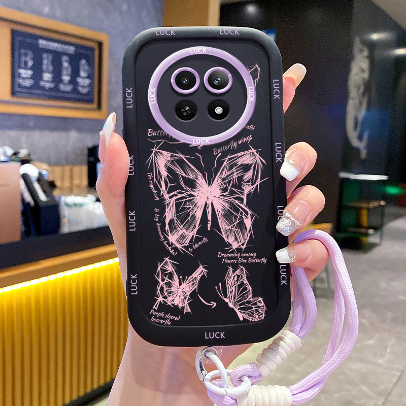 Realme 12 5G 13 5G C65 5G Narzo 70X 5G Narzo N65 5Gกรณีผีเสื้อCreative Lanyard