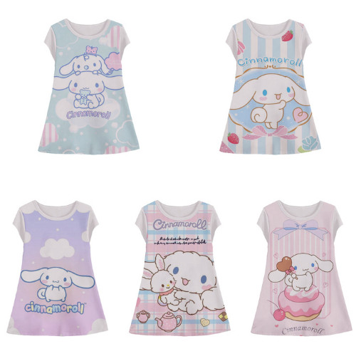 ชุดเดรสเด็ก Cinnamoroll 3D Halfprint Tunic สําหรับเด็กผู้หญิงที่มีอะนิเมะ Motif อายุ 1-12 ปี - Saran