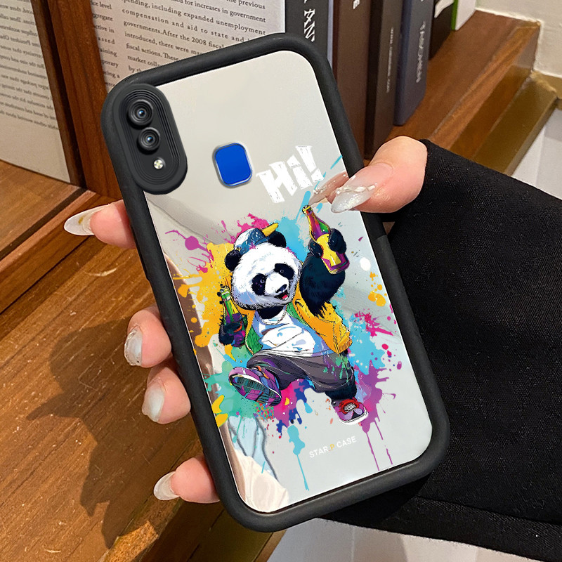 HPเคสโทรศัพท์สําหรับVIVO Y95 Y93 Y93s Y91 Y91iกรณีPanda FlowกรณีกระจกCesingอะคริลิคซิลิโคนSoftcaseกร