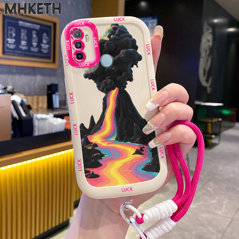 MHKETH เคสสำหรับ OPPO A53 2020 A33 2020 A53s A32 A11s เคสโทรศัพท์แบบคล้องคอลายภูเขาไฟส่วนตัว