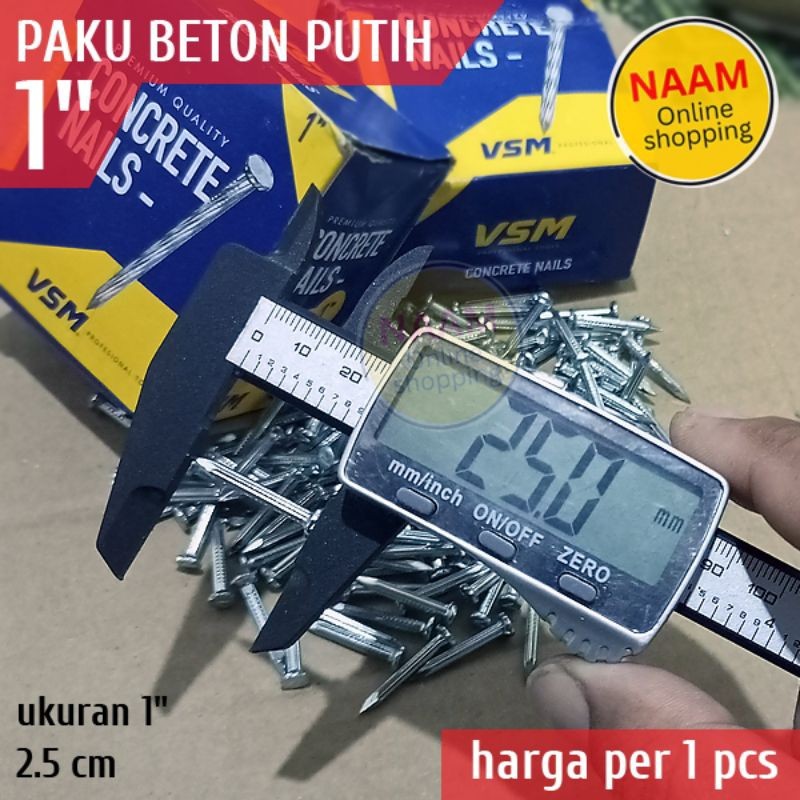 (1") 1 INCH WHITE CONCRETE NAILS - ตะปูเหล็กสีขาว 1" (25 MM) - 1 IN (2.5 CM) ตะปูตัดยาว