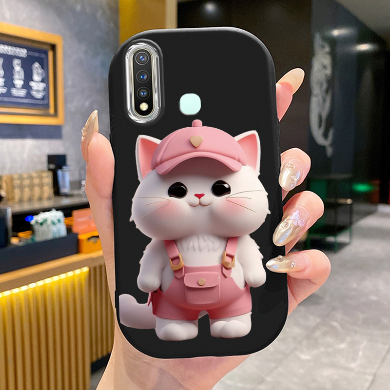เคสสำหรับ VIVO Y19 Y5s เคสโทรศัพท์แมวกลมและอ้วนเสื้อแจ็กเก็ตผ้านุ่ม