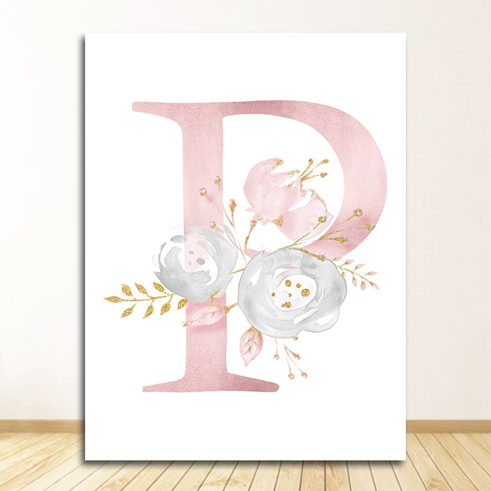 ดอกไม้ Wall Art Pictur สําหรับตกแต่งห้องหญิงส่วนบุคคลโปสเตอร์ชื่อเด็กที่กําหนดเองผ้าใบปวด 23N 0416 ส