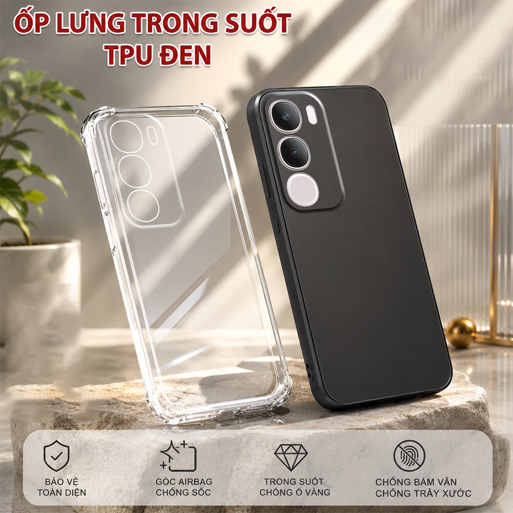 เคส Vivo Y19s / Y19s Pro tpu สีดําขั้นพื้นฐาน ใส กันกระแทก ช่วยให้สีโทรศัพท์