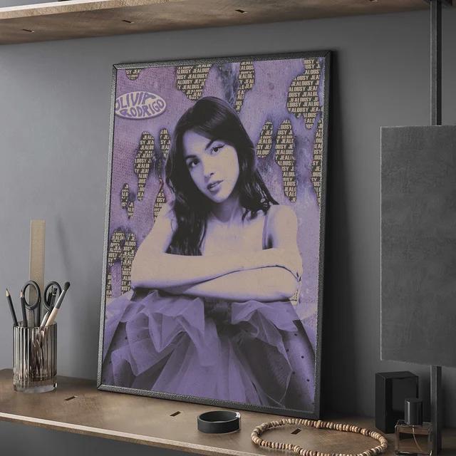 นักร้อง Olivia Rodrigo Vintage DIY Sticky โปสเตอร์ - ตกแต่ง Wall Art พิมพ์, Cool WhiteCanvas งานศิลป