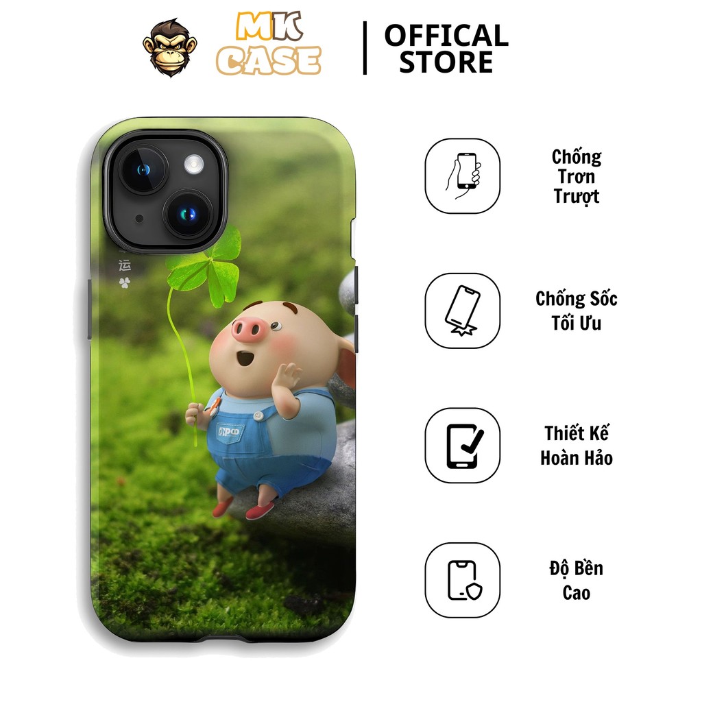 Iphone CASE Piglet Holding Lucky Four Leaf Clover ราคาถูก Cool Green MK CASE สําหรับ Iphone 7 8 Plus