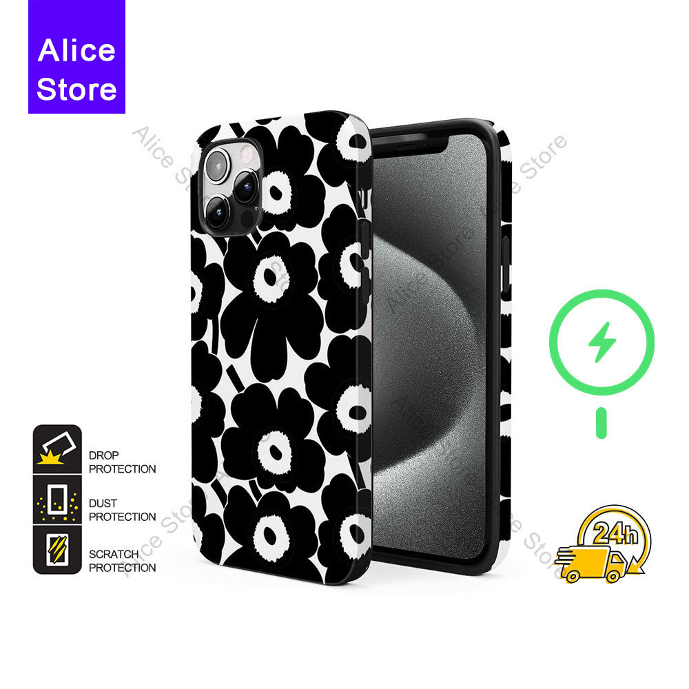 ดอกไม้เคสโทรศัพท์สําหรับ iPhone 17 Pro Max / iPhone 16 Pro Max / 15 Pro Max / 13 เคสป้องกัน M455