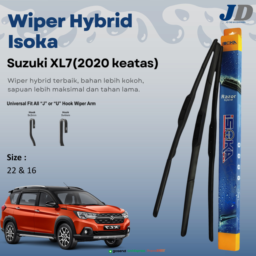 ที่ปัดน้ําฝน Suzuki XL7 Premium Hybrid | 22 16 | ปลั๊กแอนด์เพลย์ | ที่ปัดน้ําฝน Isoka Hybrid
