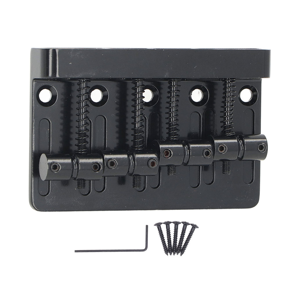 Radith Electric Bass Bridge Tailpiece 4 String คงที่อานฐานหนาแผ่น Hex ประแจสีดํา