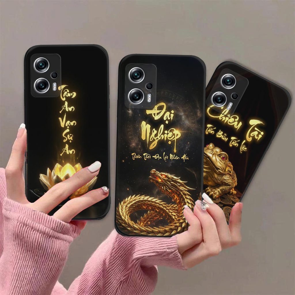 เคส Xiaomi Poco X4 GT / X4 Pro พร้อมการประดิษฐ์ตัวอักษรเพื่อสันติภาพของจิตใจ โชคลาภ และโชคลาภ