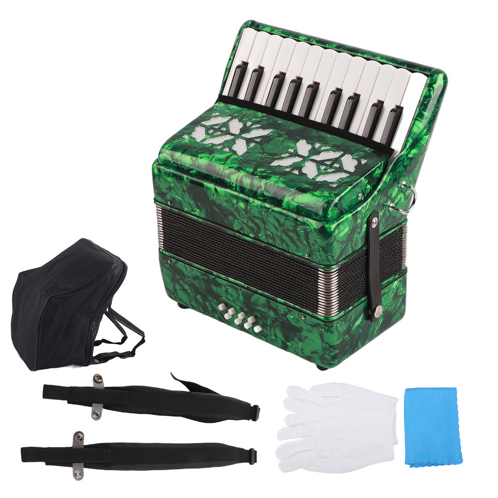 Spcrth Accordion 22 Keys 8 Bass Celluloid เครื่องดนตรีของเล่นสําหรับการแสดงบนเวทีที่บ้านสีเขียว