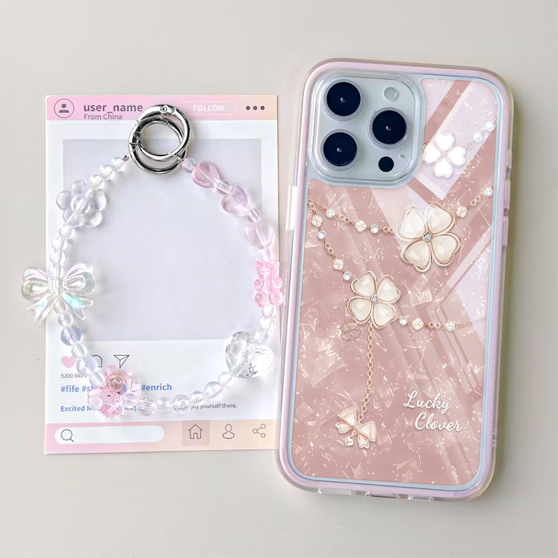 HP GANTUNGAN 2 In 1 Four Leaf CloverปลอกOppo A6s A6t Pro Reno15 Pro Max Reno 15F 5G A6 A6X A6 Pro Re