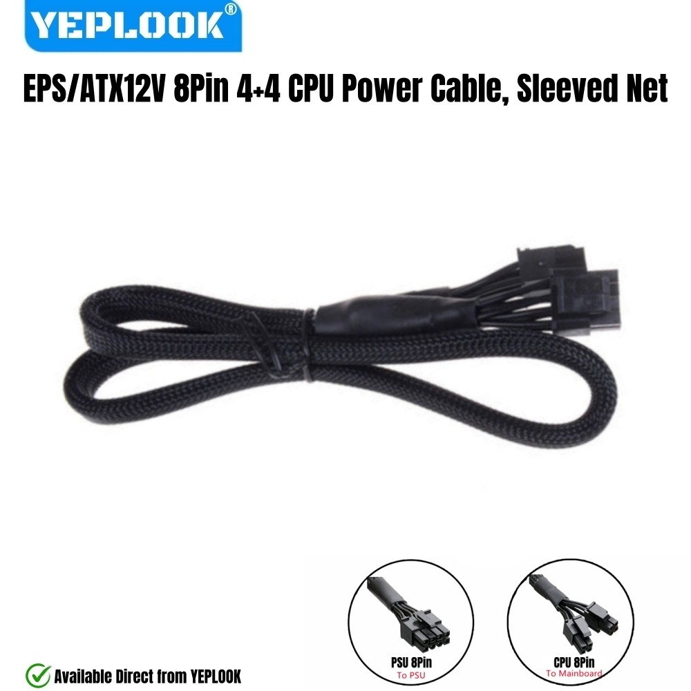 YEPLOOK CPU Power Cable Sleeved Net, EPS/ATX12V 8Pin 4+4 สําหรับ Corsair HX1200, HX1050, HX1000, HX8