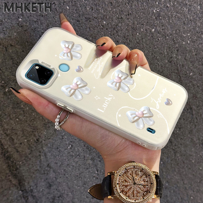MHKETH เคสสำหรับ Realme C21Y C25Y C21 C12 C25 C25s C15 C11 2020 Narzo 20 30A 50A เคสโทรศัพท์รูปโบว์แฟชั่น