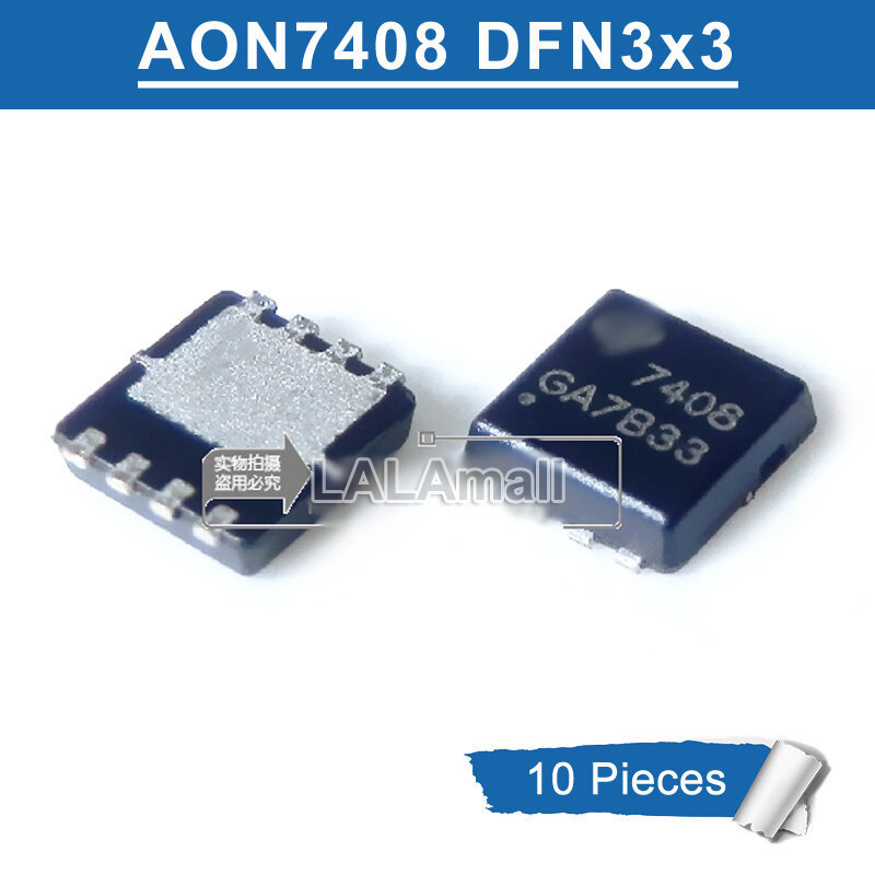 10pcs 7408 AON7408 DFN AO7408 AON7408L DFN3x3 30V N-Channel MOSFET ใหม่ IC