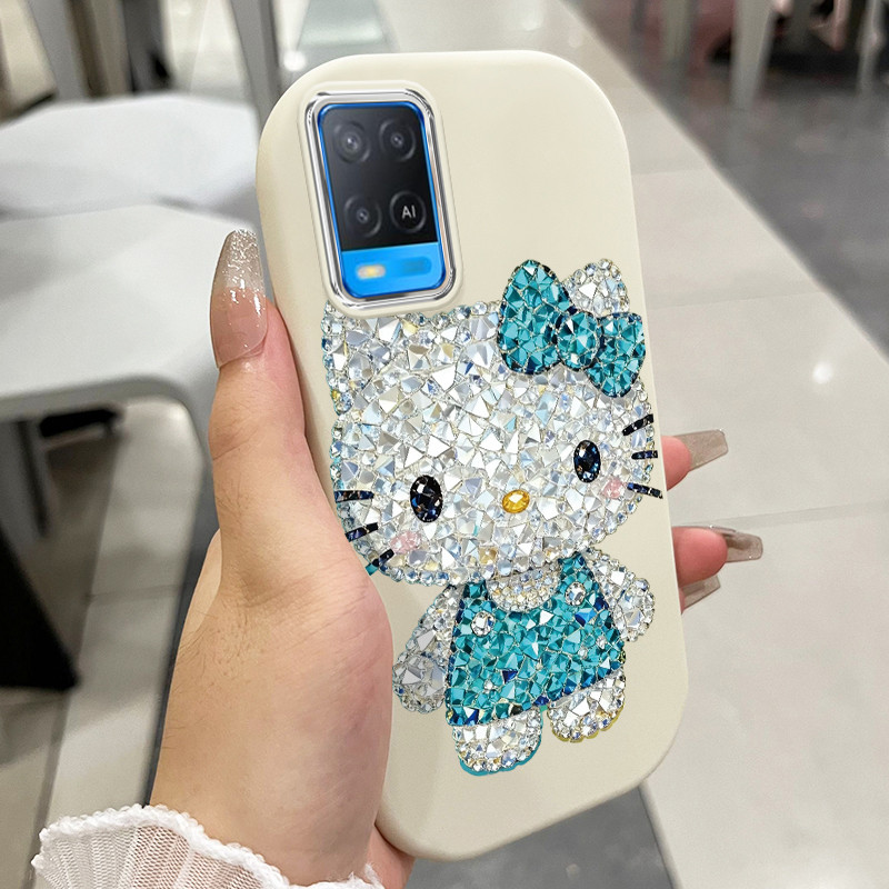 เคสสำหรับ OPPO A54 เคสโทรศัพท์เพชรแมวกันกระแทกกลมและอ้วน