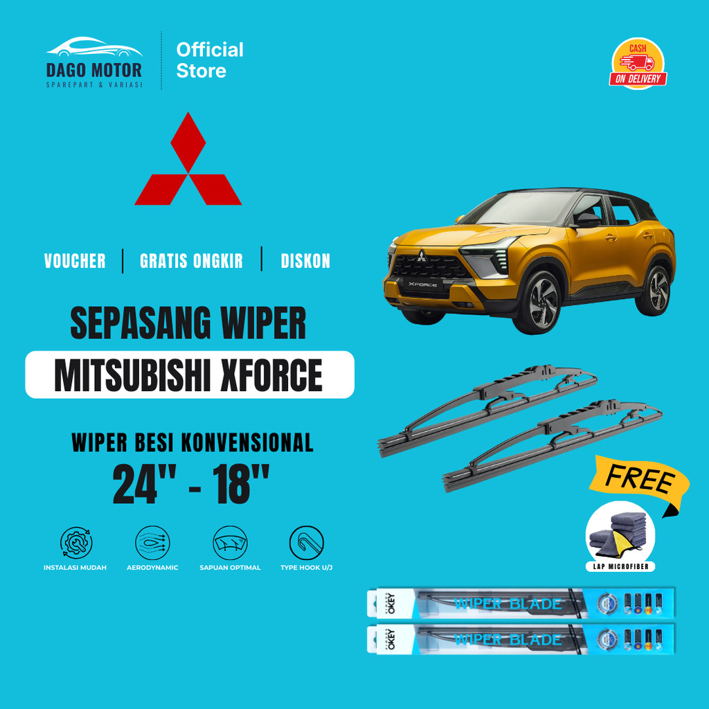 Mitsubishi XForce Conventional ที่ปัดน้ําฝนกระจกรถยนต์ฟรีผ้าไมโครไฟเบอร์