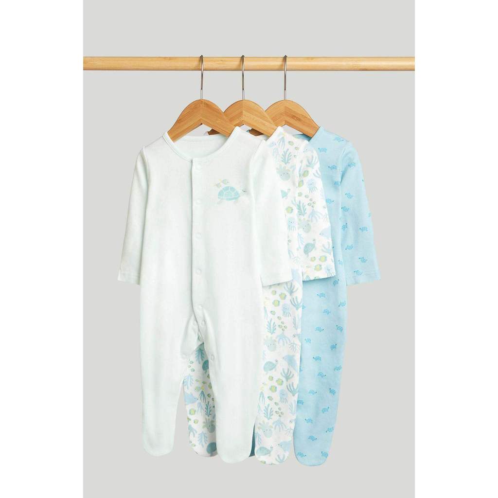 Mothercare Baby Boy 3 Pack Ocean Sleepsuits