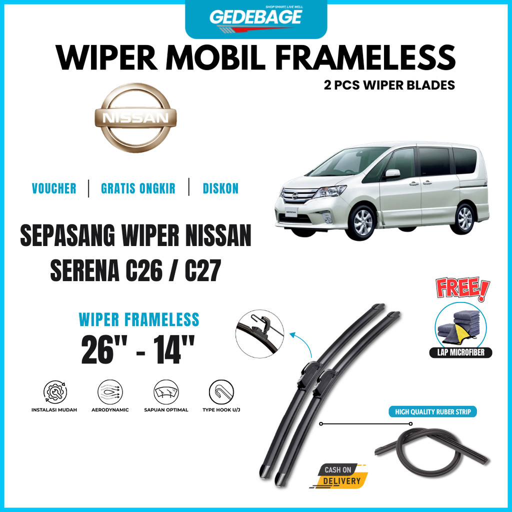 Nissan Serena C26 / C27 ที่ปัดน้ําฝนกระจกรถยนต์ไร้กรอบฟรีผ้าไมโครไฟเบอร์