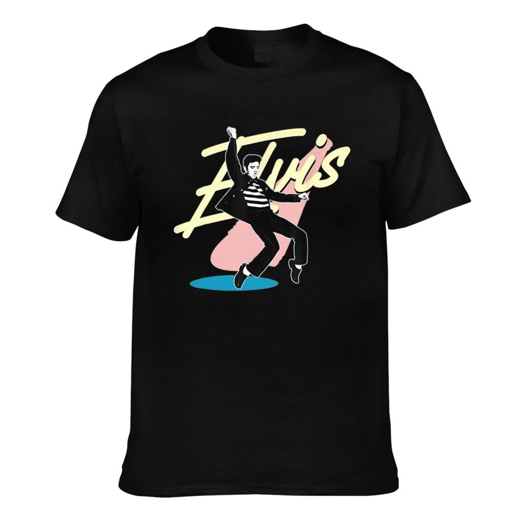 แฟชั่นพิมพ์ Elvis Presley Dance เสื้อยืดลําลองสําหรับผู้ชาย