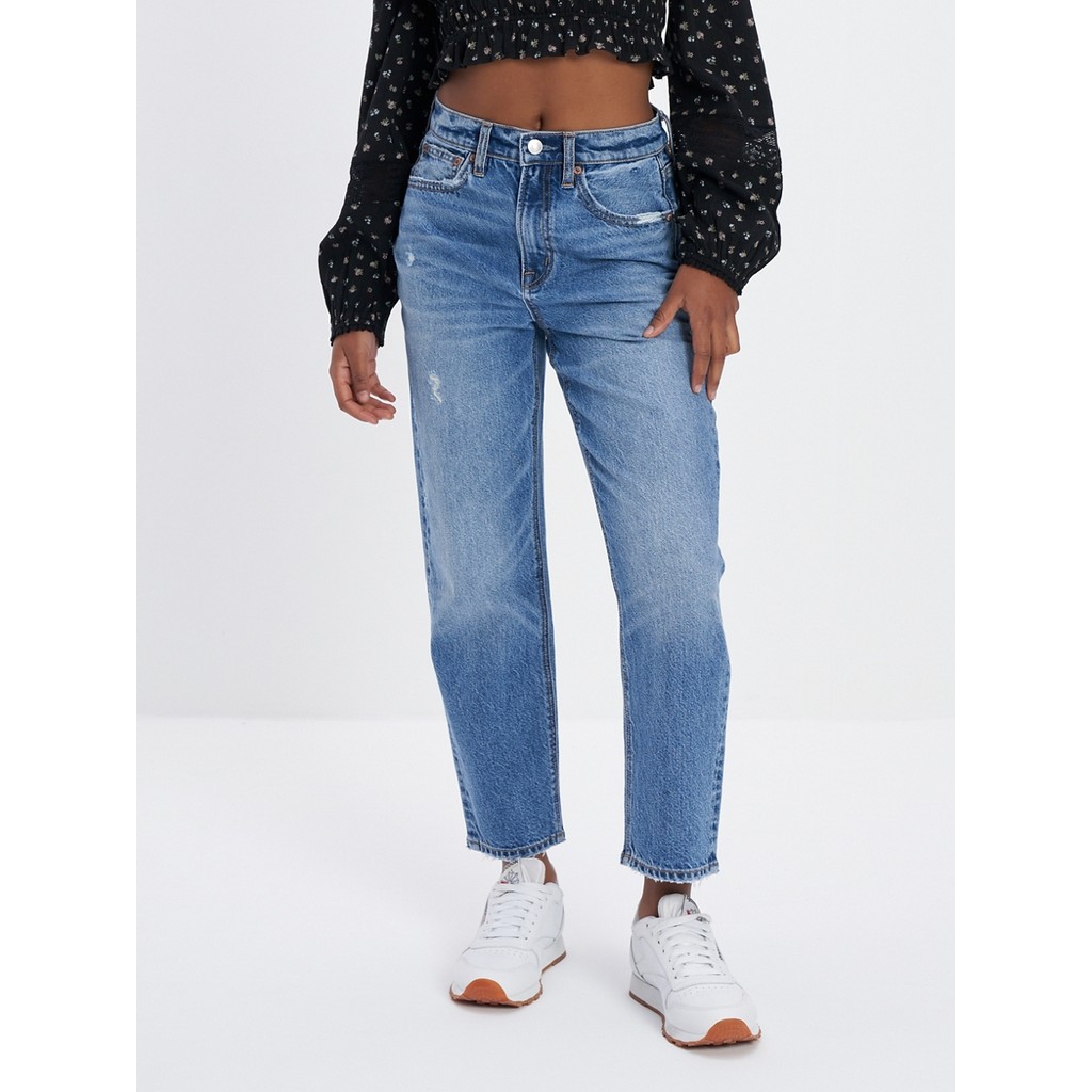 American Eagle กางเกงยีนส์ผู้หญิง HIGHEST RISE 90S BOYFRIEND CROP JEANS สี MEDIUM VINTAGE WASH - 043-4360-489