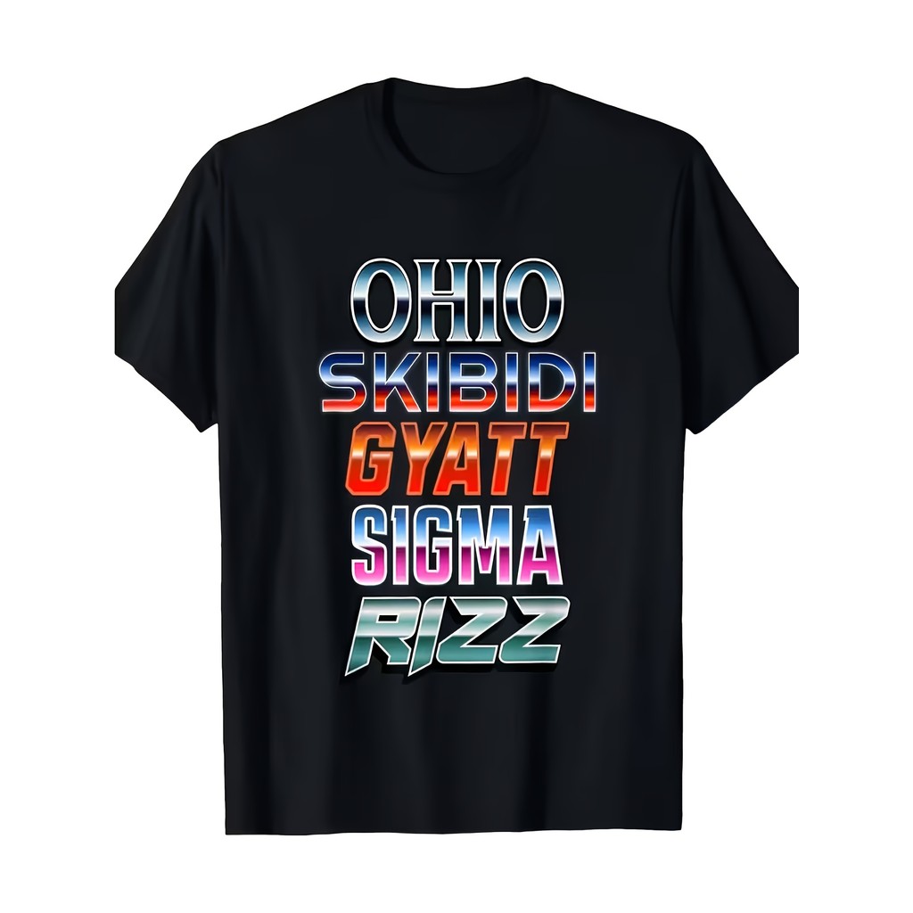 1 เสื้อยืด Sigma Rizz Crewneck, 1 Ohio Skibidi Gyatt Sigma Rizz Crewneck เสื้อยืด, เสื้อยืดพิมพ์ลายล