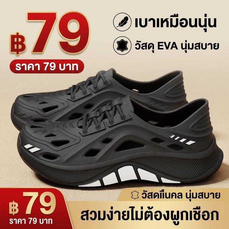 Youthful Zone แฟชั่นผู้ชายรองเท้าลำลองนุ่มสบายกันน้ำกันลื่นระบายอากาศทำจาก EVA สูง 3 ซม 02
