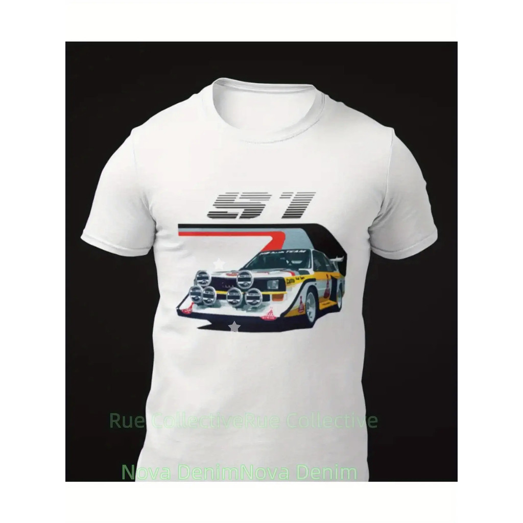 เสื้อยืด Unisex S1 E2 Rally - เสื้อยืดกราฟิกแข่งวินเทจพร้อมโลโก้ S1 และการออกแบบรถแรลลี่,เสื้อเชิ้ตล