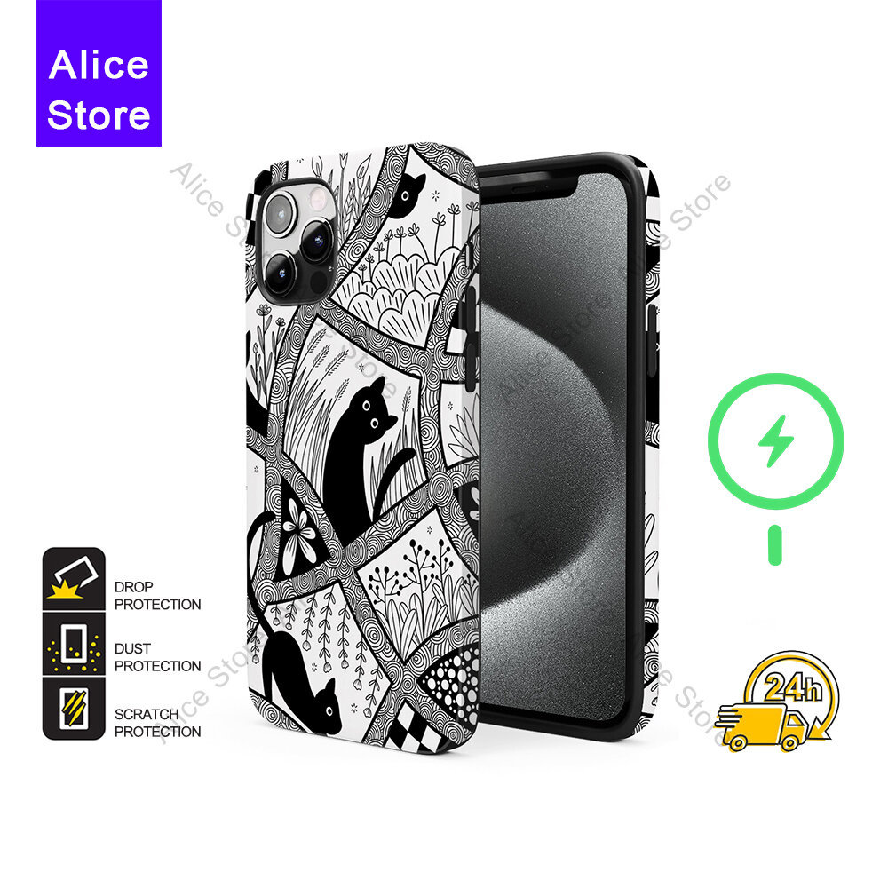 Cat Garden เคสโทรศัพท์สําหรับ iPhone 17 Pro Max / iPhone 16 Pro Max / 15 Pro Max / 13 เคสป้องกัน C92