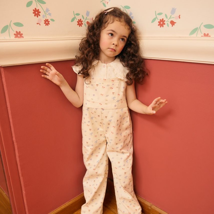 lookbookpetite jane jumpsuit (adult) dreamy bow ชุดเอี๊ยมผู้หญิง รุ่น jane ลายโบว์และดอกไม้