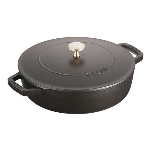 Staub "Braiser Saute Pan Black 24cm" Two Handed Cast Iron Enameled Pot Shallow Sukiyaki Induction-Re