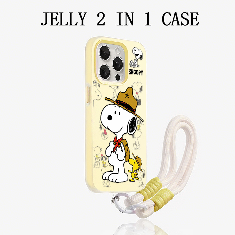 GANTUNGANสีเหลืองSnoopy In Travel Jellyแขวนสาย2 In 1กรณีVivo Y21D V70 Fe V60 Lite Y05 Y400 Y29 5G Z1