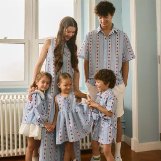 lookbookpetite toast shirt (adult) blue pommette เสื้อโปโลผู้ชาย รุ่น toast สี blue pommette
