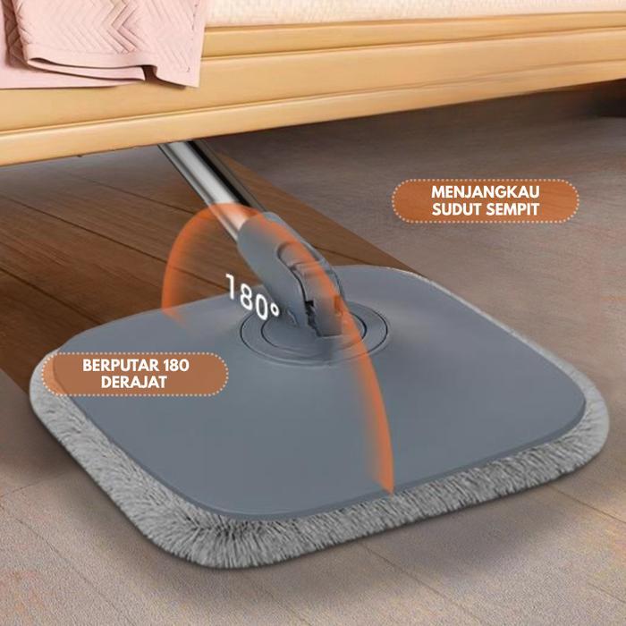 PPlus 2-in-1 Floor Mop Spin Mop Box 360 องศาที่มีประสิทธิภาพหนา Nano Fiber Mop ฟังก์ชั่นใช้
