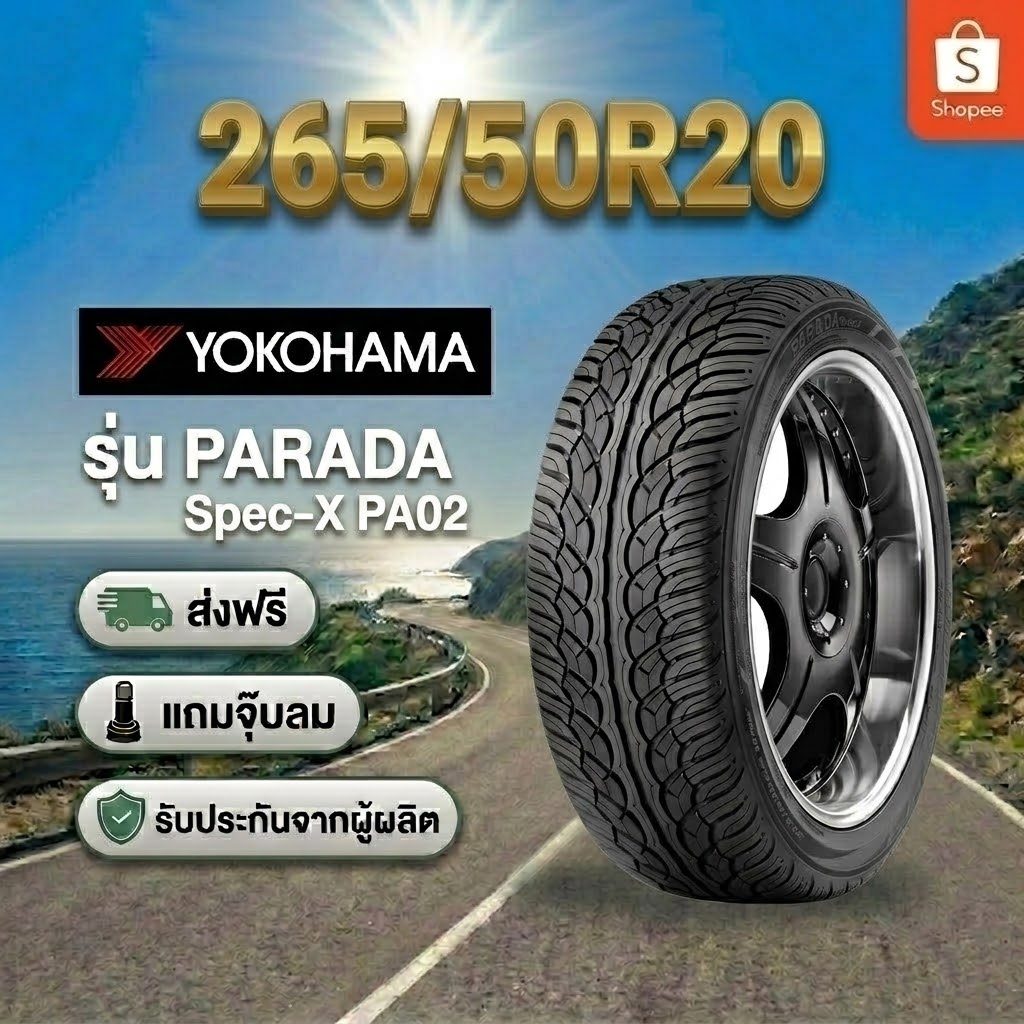245/45R20 YOKOHAMA PARADA Spec-X PA02 ยางใหม่ 1 เส้น ปี 2026