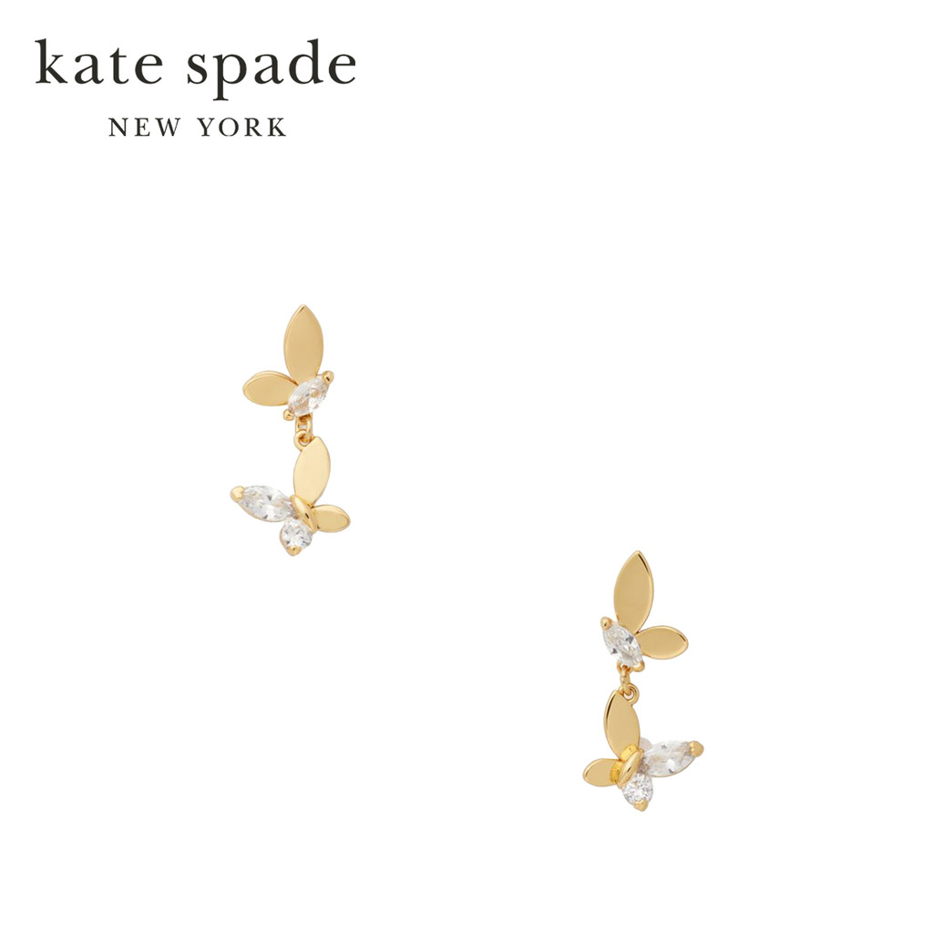 Kate Spade New York ต่างหูรุ่น Social Butterfly Drop Earrings K7602 250 สี Clear/Gold