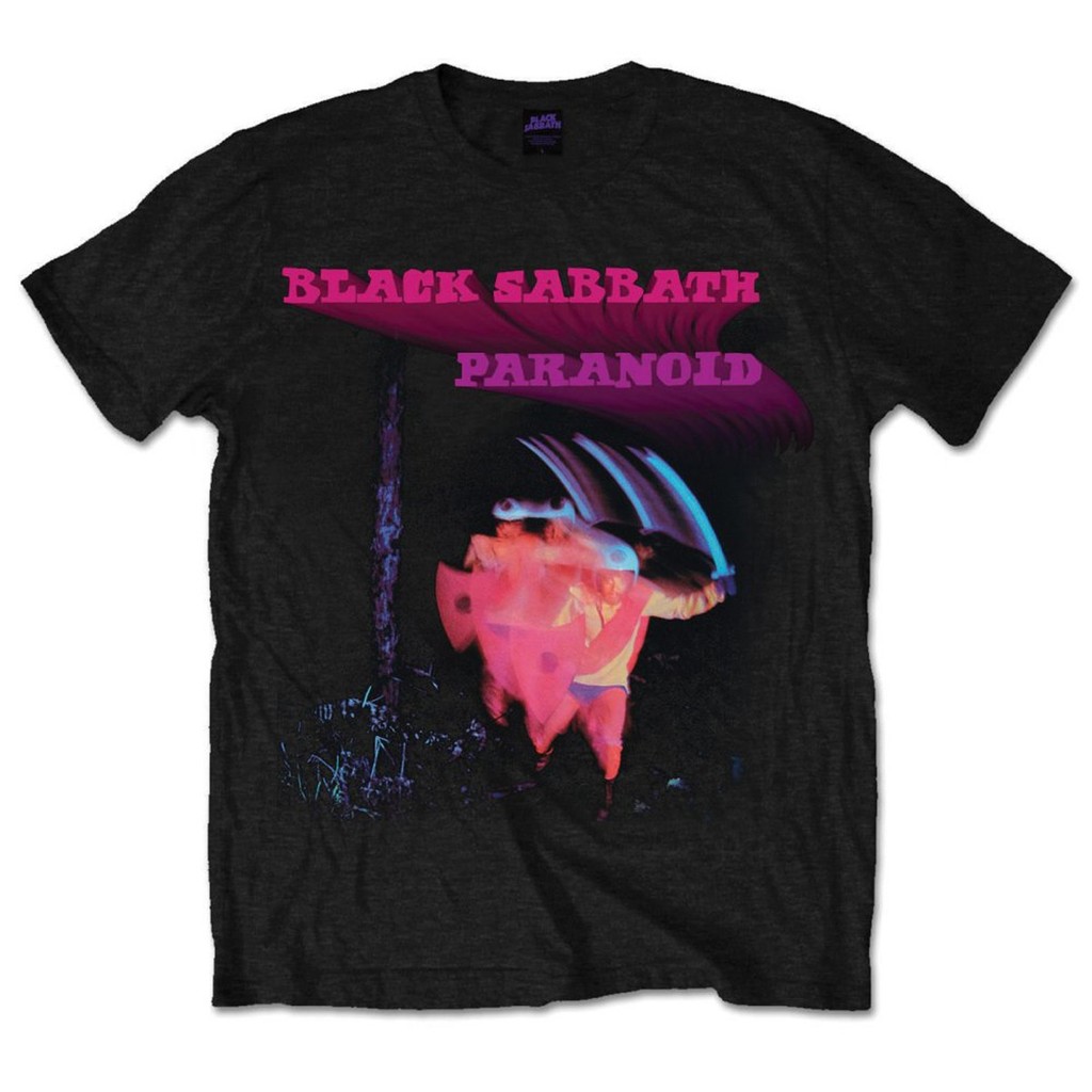 Black Sabbath Paranoid Ozzy Osbourne Tony Iommi Mens เสื้อยืด