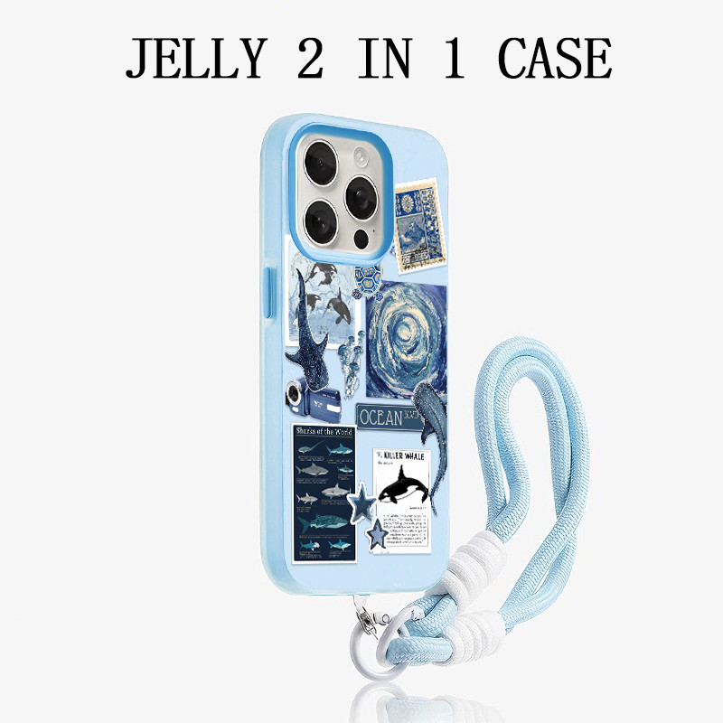 GANTUNGAN WhaleและShark Blue Jelly 2 In 1ปลอกVivo V60 Lite Y05 V70 Fe Y21D Y400 Y29 5G Iqoo Z10 Lite