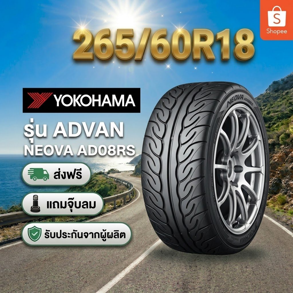 265/60R18  YOKOHAMAADVAN Neova AD08 RS ยางใหม่ 1 เส้น ปี 2026