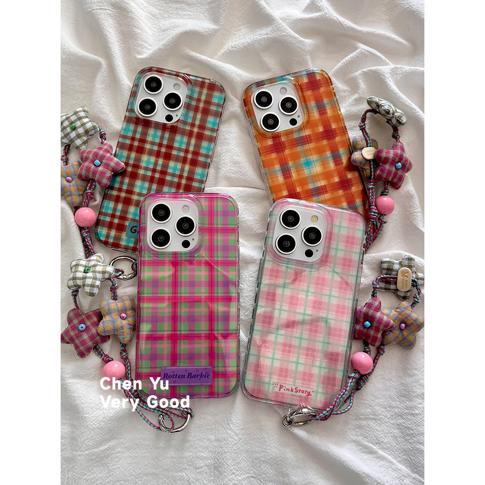 Girls Aesthetic Simple Checkered Case Redmi Note 15 Pro + 5G 13 4G Note 14 Pro 12 Pro Plus Note 11S 