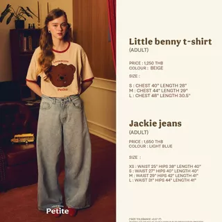 lookbookpetite little benny t-shirt (adult) เสื้อยืดผู้ใหญ่ สกรีนรูปน้องหมี benny สี beige,pink