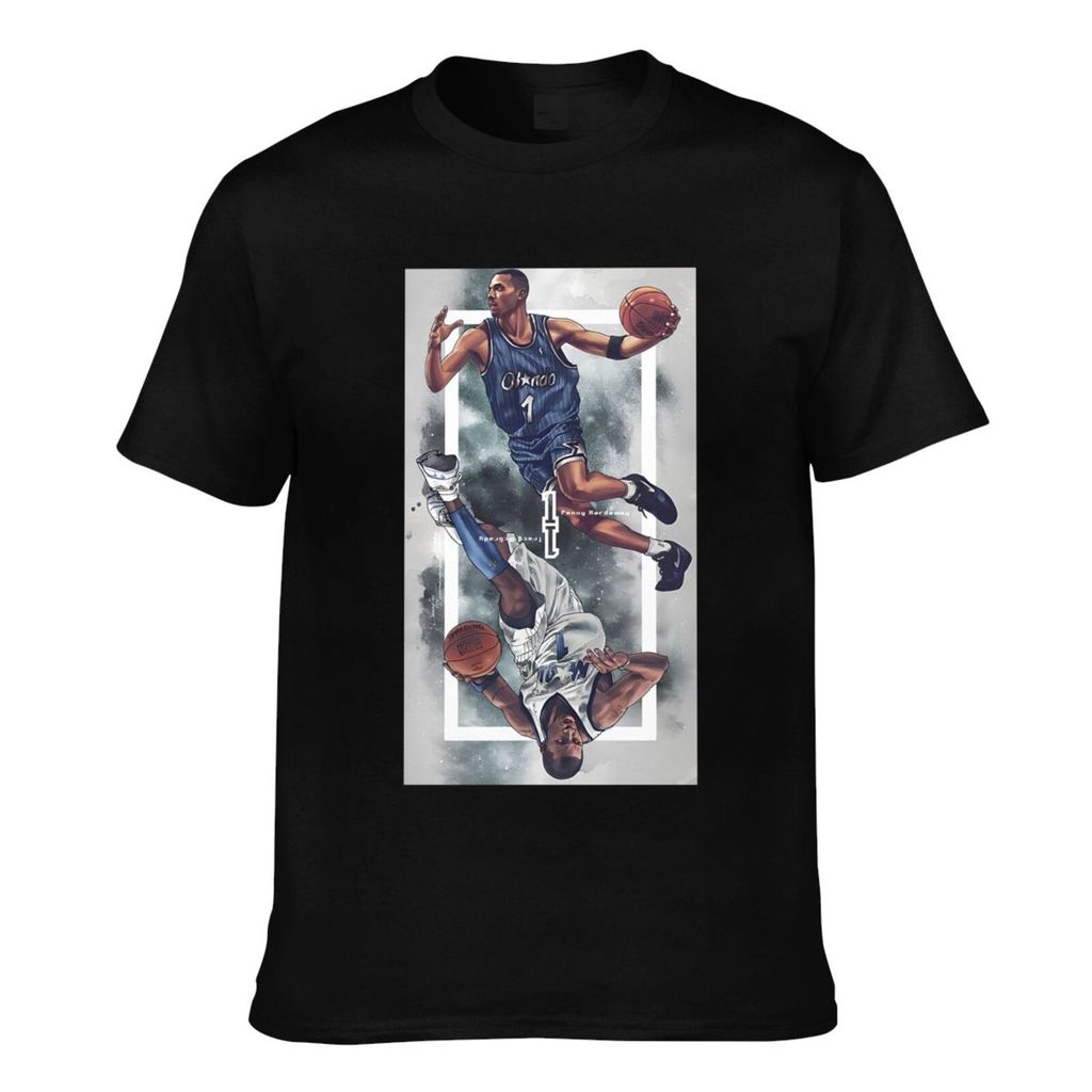 แฟชั่นพิมพ์ Penny Hardaway และ Tracy Mcgrady Orlando Magic Casual Tshirt สําหรับชาย