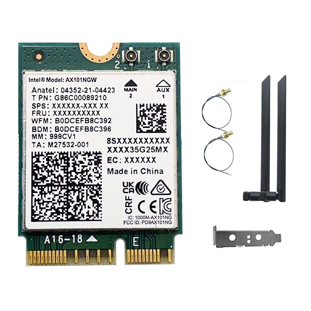 Intel AX101NGW Wi-Fi 6 M.2 CNVio2 Wireless Lan Card (w/ Ext. Ant.) - 10th Gen or above