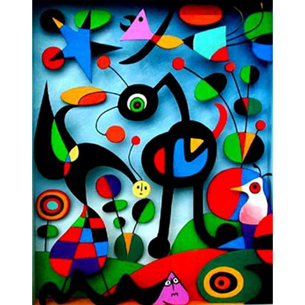 Joan Miró Wall Art Joan Miro The Garden Painting Wapped Canvas Art สําหรับห้องนอนห้องนั่งเล่นตกแต่ง