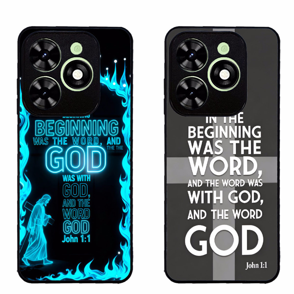 เคสโทรศัพท์สําหรับ Tecno Spark Go 2024 Infinix Smart 8 Pro Hot 40i Bible verse John 1 1 ความงามสีดํา