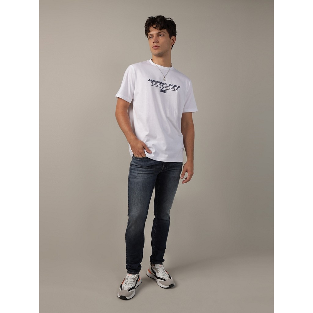 American Eagle เสื้อยืดผู้ชาย G SS CVC ACTIVE 24/7 SET IN TEE- PC DYE + SERIOUSLY SOFT WASH สี WHITE - 017-3376-100