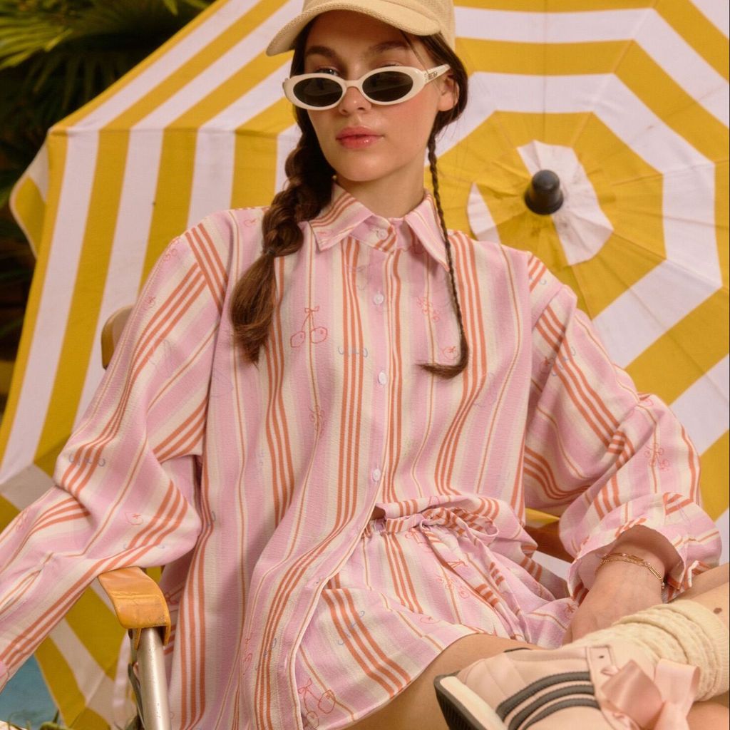 lookbookpetite stockholm shirt (adult) pink bowl เสื้อเชิ้ตแขนยาว