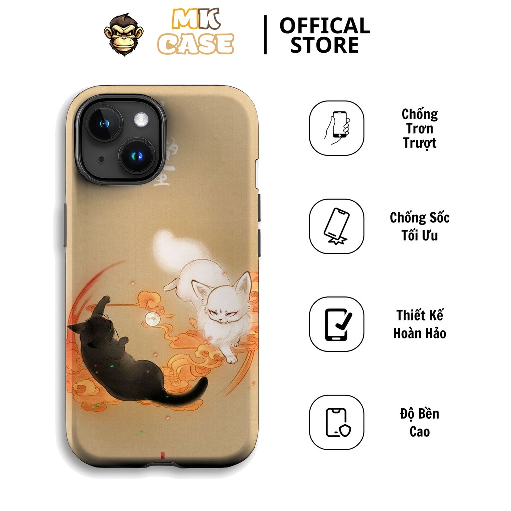 Iphone CASE Yin Yang Cat White Black Graphic Classic Beautiful ราคาถูก MK CASE Ip 11/12/13/14/15/16 